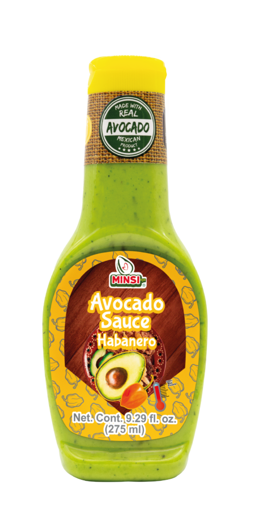 Salsa Minsi sabor Habanero, la salsa con más aguacate de México, Estados Unidos y Canadá.